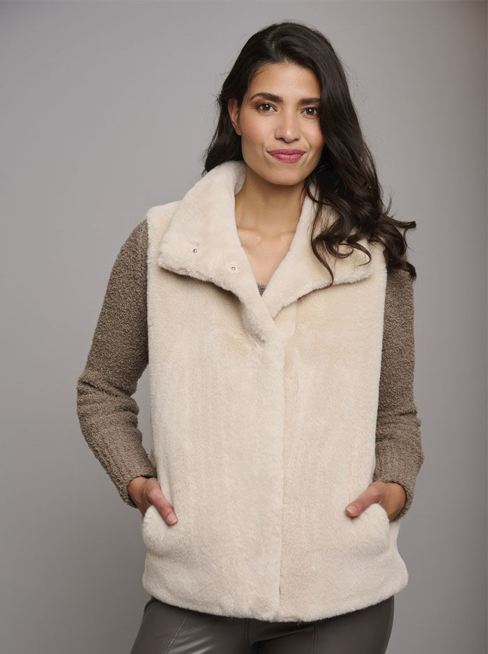 Lison Faux Fur Gilet - Stone (Rino & Pelle)